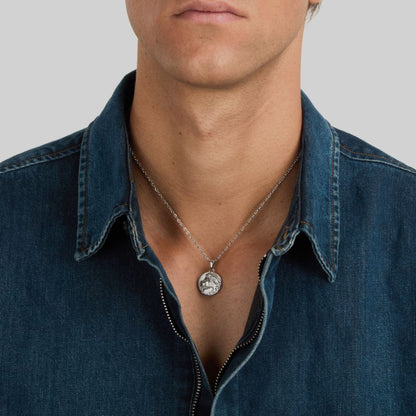 Collana Uomo Morellato Amuleti SBKA10 in Acciaio Silver con Pendente Simbolo Leone 50+5 cm - Arena Gioielli