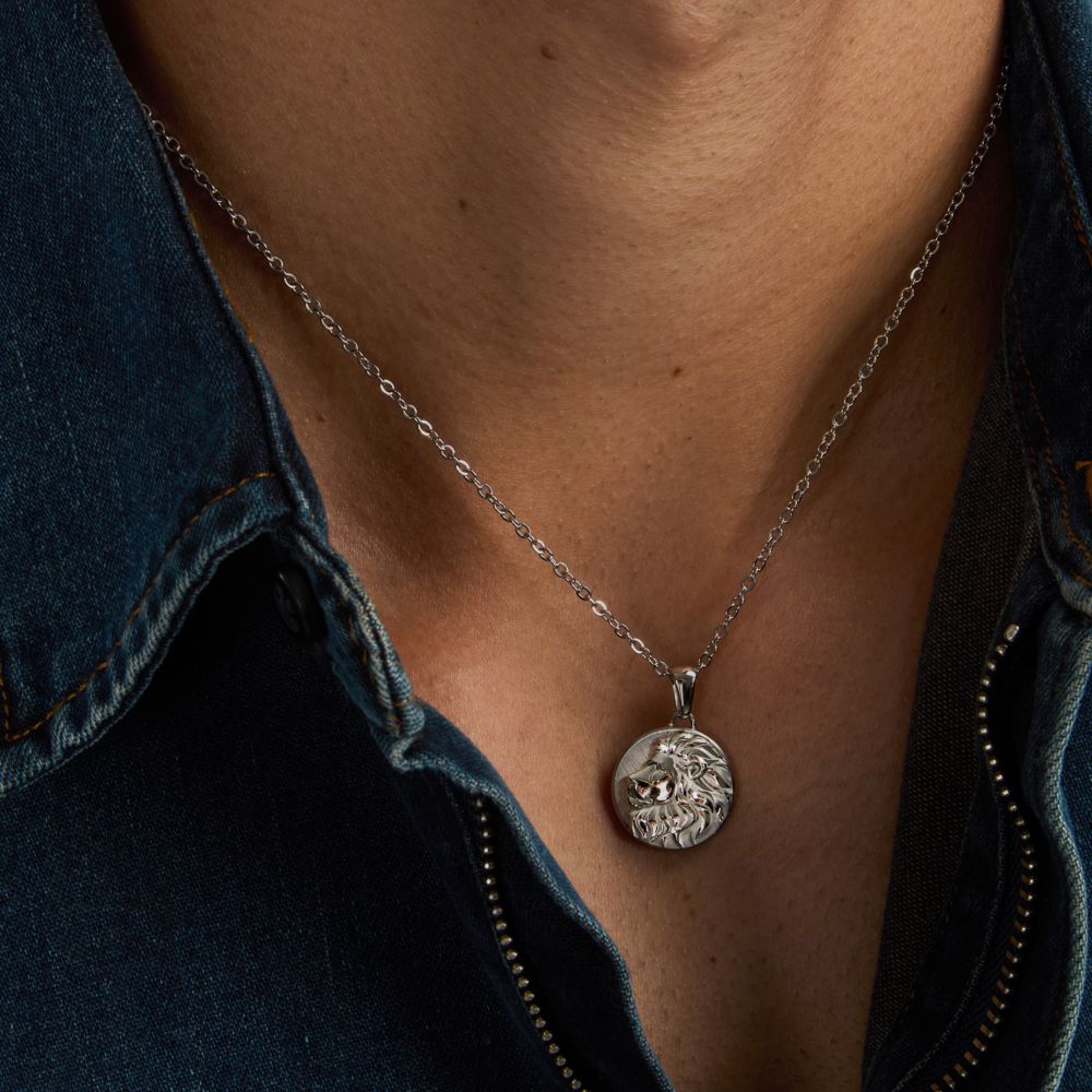 Collana Uomo Morellato Amuleti SBKA10 in Acciaio Silver con Pendente Simbolo Leone 50+5 cm - Arena Gioielli - Morellato