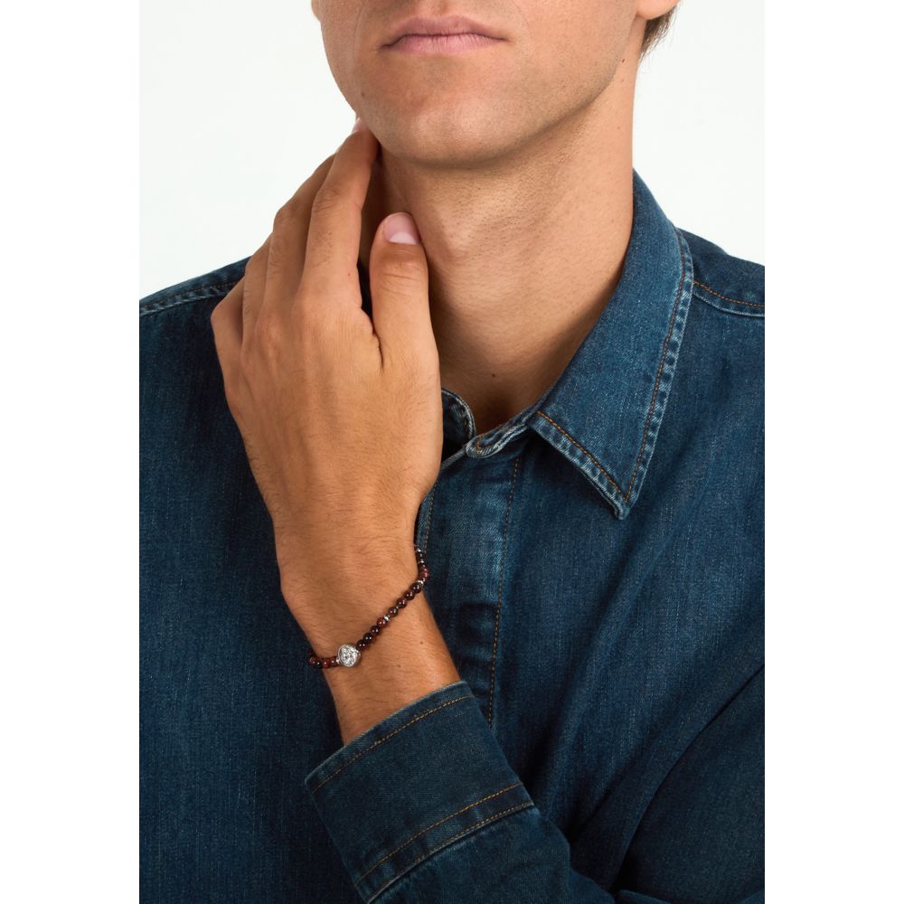 Bracciale Uomo Morellato Amuleti SBKA12 Occhio di Tigre Rossa e Acciaio con Simbolo Leone 19+3 cm - Arena Gioielli