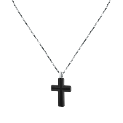 Collana Uomo Sector Spirit con Pendente Croce Nera in Acciaio SZQ33