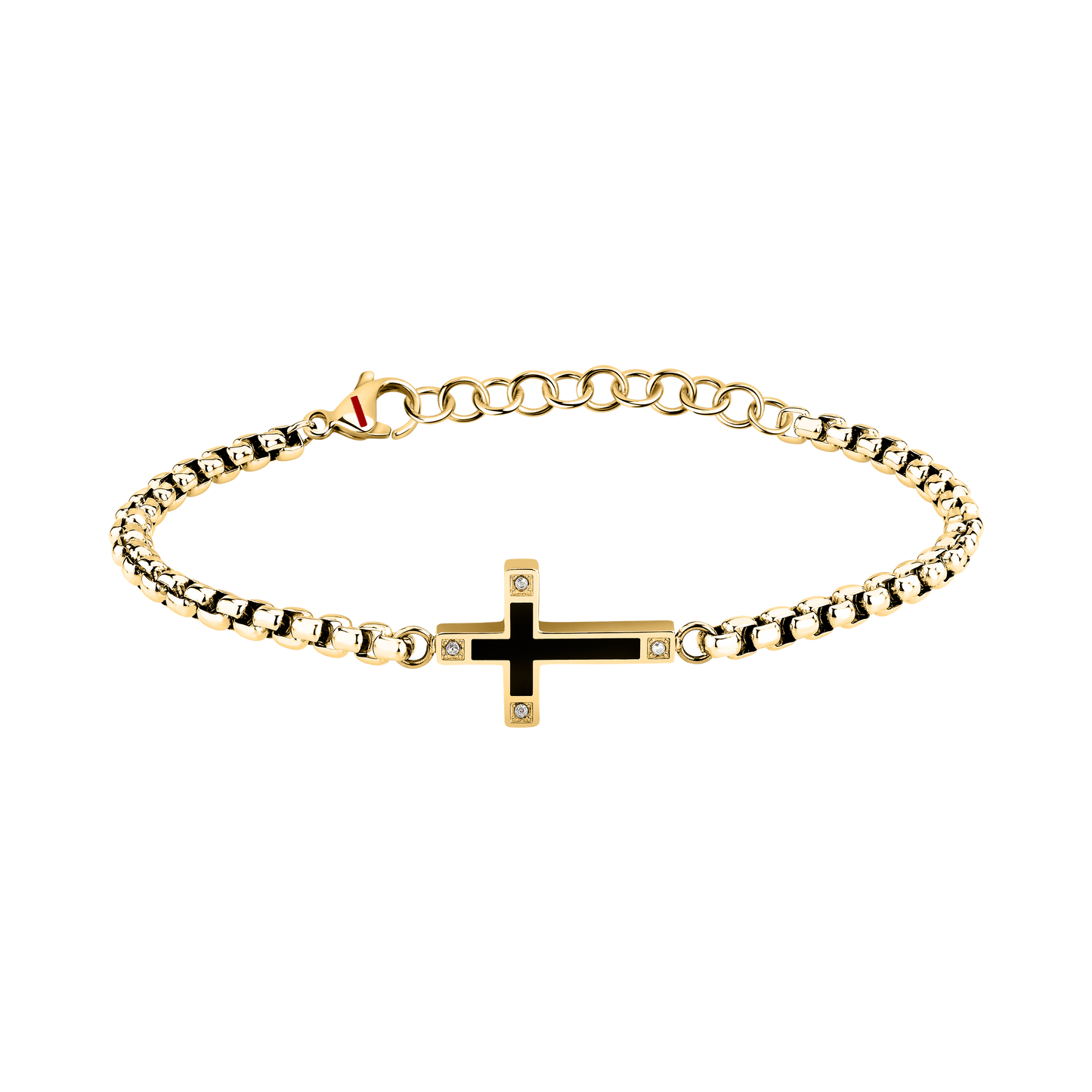 Bracciale Uomo Sector Spirit con Croce e Cristalli in Acciaio Oro e Nero SZQ34 - Sector