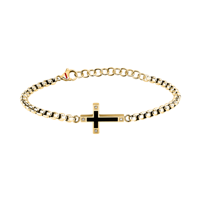 Bracciale Uomo Sector Spirit con Croce e Cristalli in Acciaio Oro e Nero SZQ34