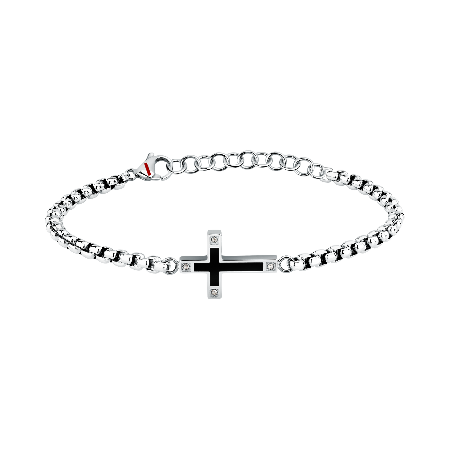 Bracciale Uomo Sector Spirit con Croce e Cristalli in Acciaio Silver e Nero SZQ35 - Sector