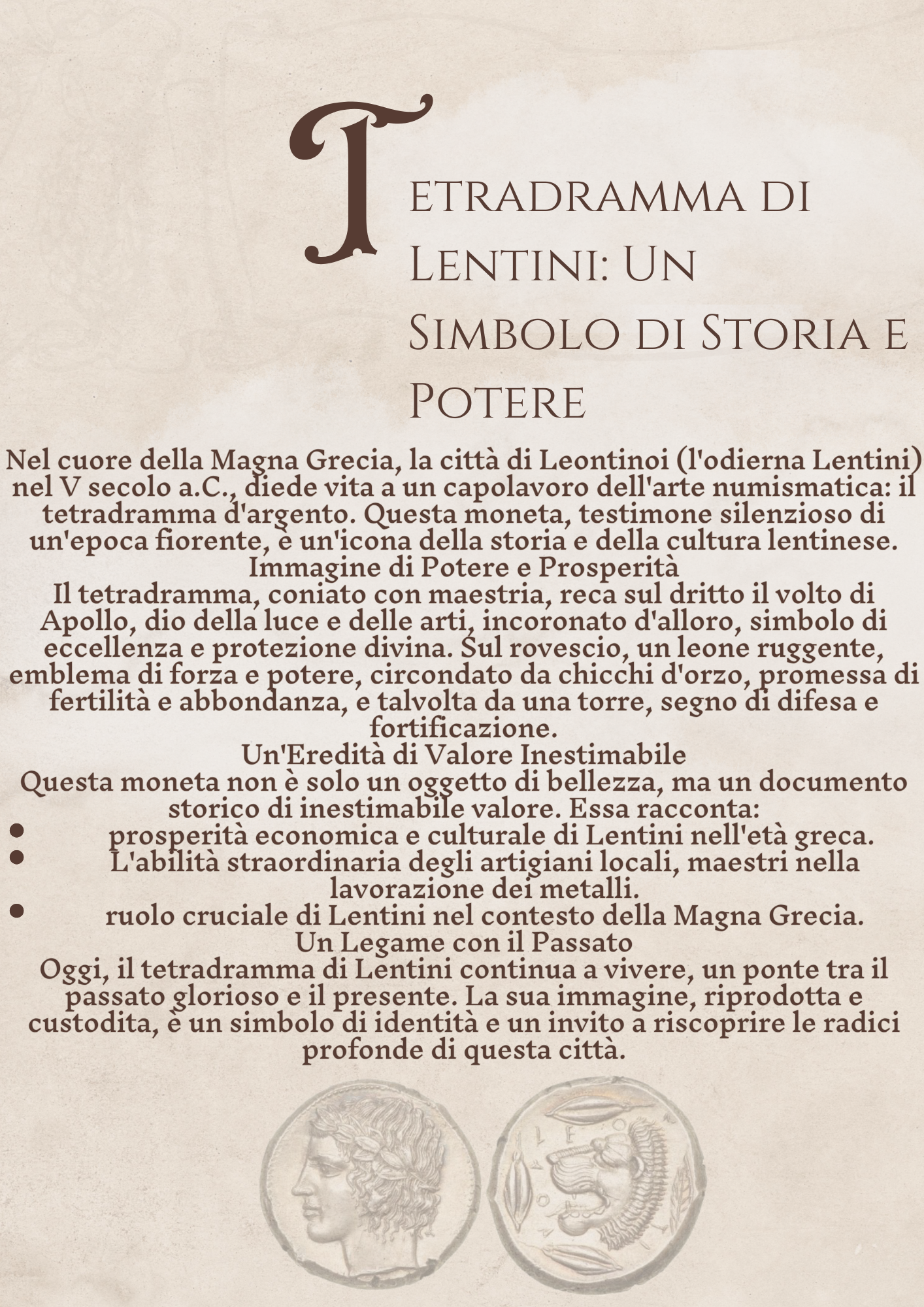 Quadro Tetradramma moneta di Lentini Cornice oro Classica