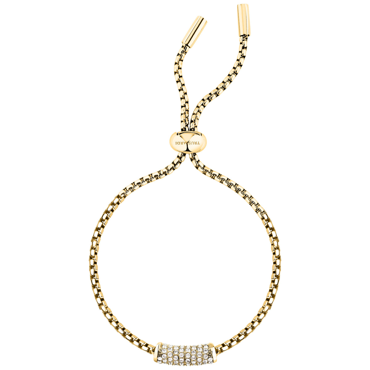 Bracciale Donna Trussardi T-Design in Acciaio Dorato con Cristalli Bianchi TJAXA47 - Arena Gioielli