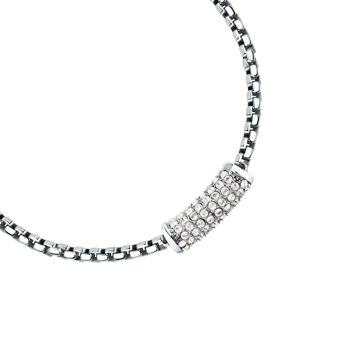 Bracciale Donna Trussardi T-Design in Acciaio Silver con Cristalli Bianchi TJAXA48 - Arena Gioielli - Trussardi