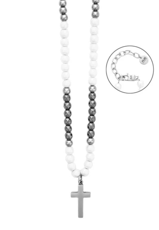 Collana Uomo Cesare Paciotti Rosario Perle Bicolore e Croce 4UCL8498 - Arena Gioielli - cesare paciotti
