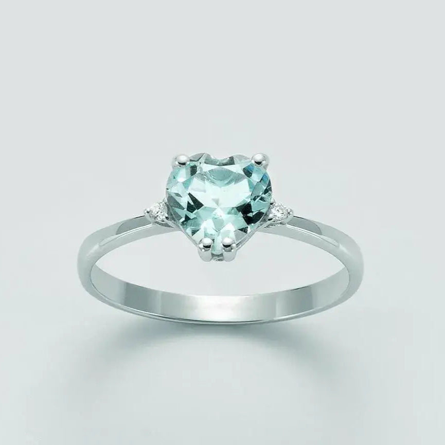Anello donna in oro bianco ed acquamarina LID3428