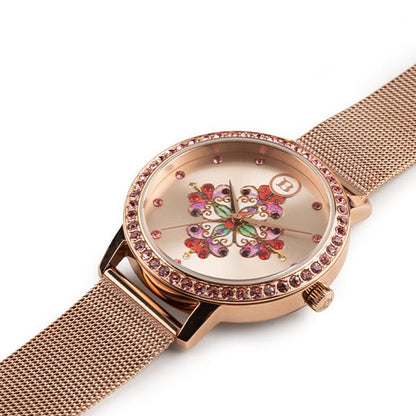 Orologio Donna Isola Bella Rosone 40000068 in Acciaio Rosa con Quadrante Barocco e Cinturino in Maglia Milano 38 mm - Arena Gioielli