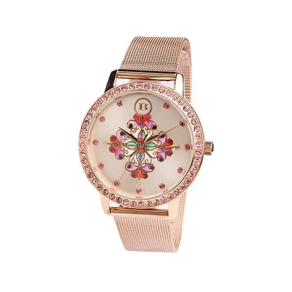 Orologio Donna Isola Bella Rosone 40000068 in Acciaio Rosa con Quadrante Barocco e Cinturino in Maglia Milano 38 mm - Arena Gioielli - Isola bella