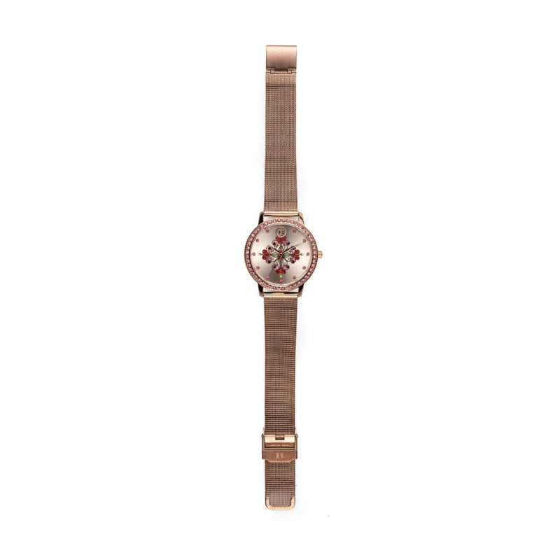 Orologio Donna Isola Bella Rosone 40000068 in Acciaio Rosa con Quadrante Barocco e Cinturino in Maglia Milano 38 mm - Arena Gioielli