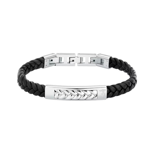 Bracciale Uomo Trussardi T-Leather TJAXZ21 – Pelle Intrecciata e Acciaio Silver - Trussardi