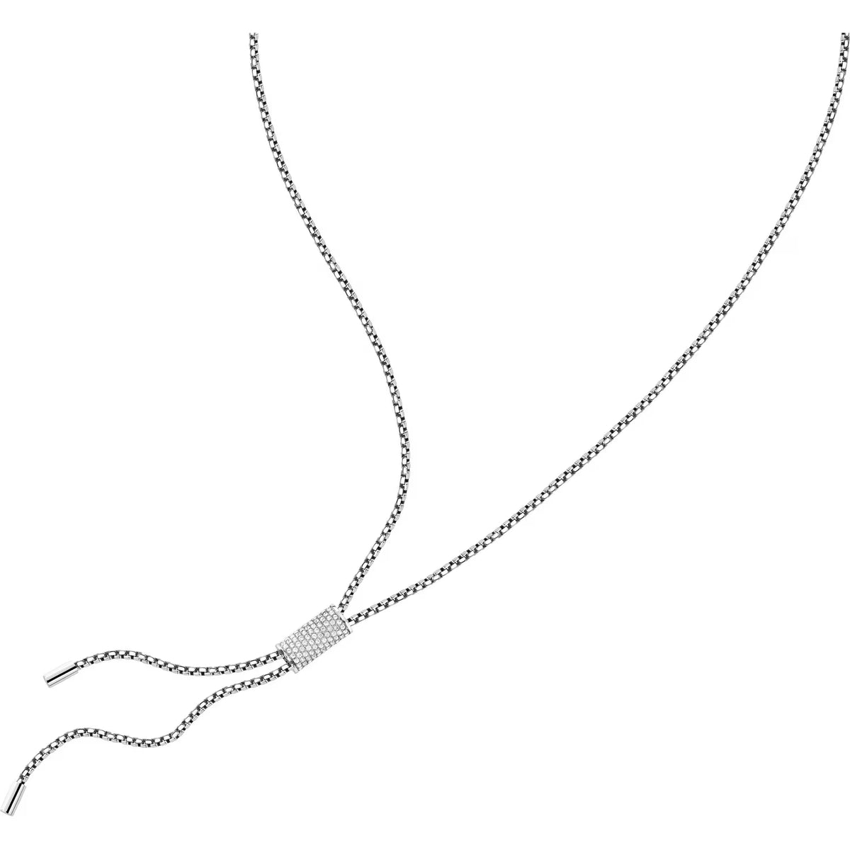 Collana Donna Trussardi T-Design Lunga con Pendente in Acciaio Silver e Cristalli Bianchi TJAXA44 - Arena Gioielli - Trussardi