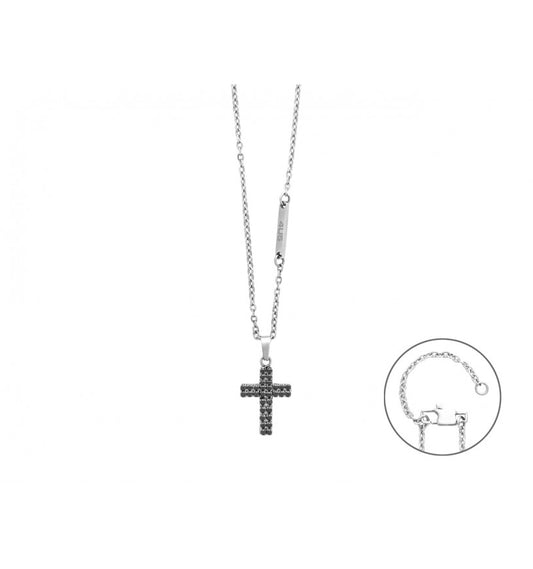 Collana Uomo Cesare Paciotti Croce Pave Zirconi Neri 4UCL8434 - Arena Gioielli - cesare paciotti
