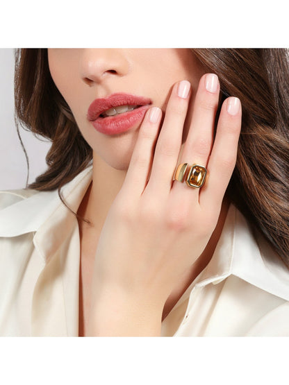 Anello Donna Unoaerre Joya Cristallo Giallo Taglio Smeraldo - Arena Gioielli