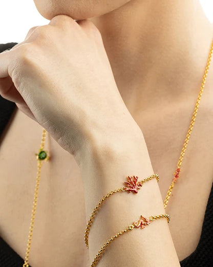 Bracciale Donna Isola Bella Rolò Corallo 60000170 in Acciaio Placcato Oro e Smalto Rosso - Arena Gioielli