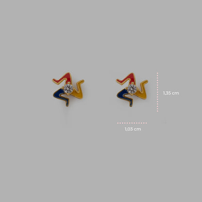Orecchini Lobo Donna Isola Bella Mini Trinacria Gemma 60000108 Placcati Oro con Smalti e Punto Luce - Arena Gioielli