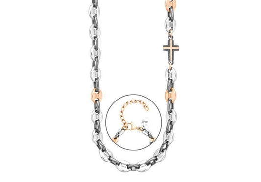 Collana Uomo 4US Cesare Paciotti in Acciaio, PVD Gun e Rosé – 4UCL8465 - cesare paciotti