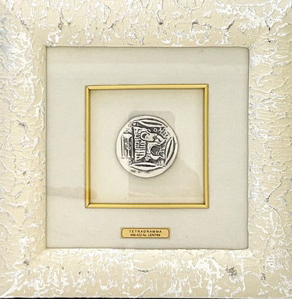 Quadro Tetradramma moneta di Lentini Cornice argento Moderna Singola - Arena Gioielli
