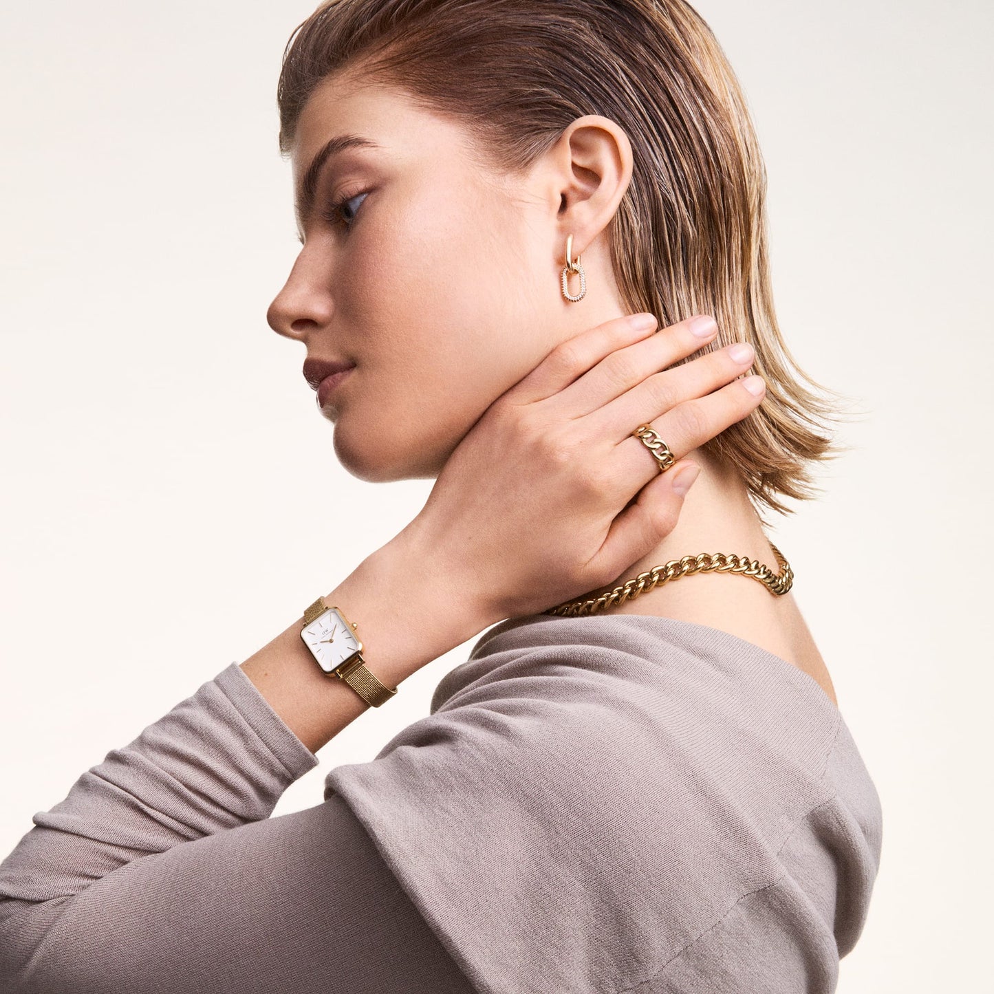 Orologio Donna Daniel Wellington Quadro Pressed Evergold White – DW00100556 - Arena Gioielli  - Daniel Wellington
