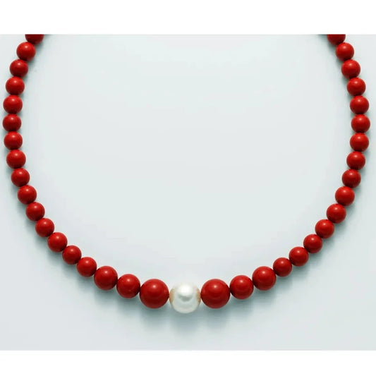 Collana in argento e corallo rosso degradè Terra e Mare - Arena Gioielli