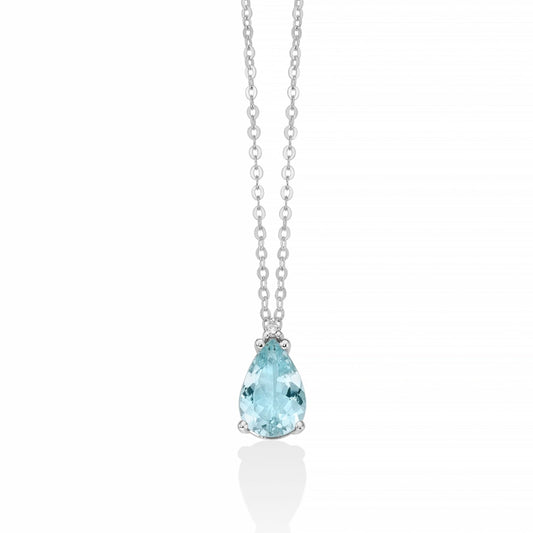 Collana donna Miluna in oro, diamante e acquamarina CLD4236 - Arena Gioielli 