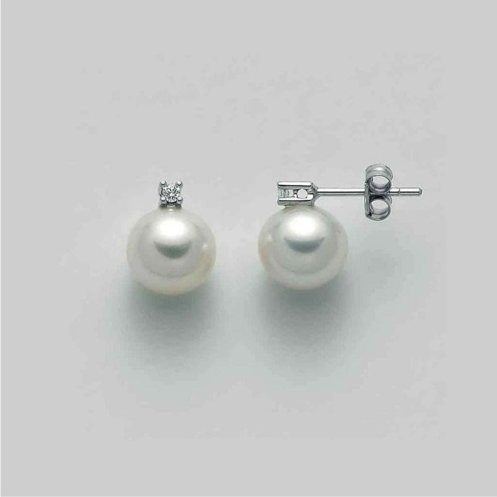 Orecchini perle in oro e diamanti 7,5\8mm - Arena Gioielli